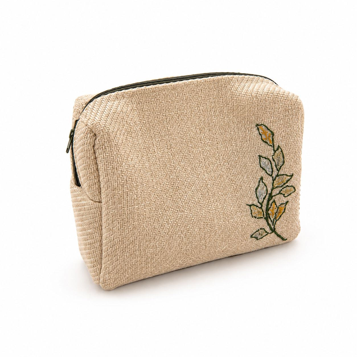 Trousse Alba Éclosion brodée de motifs végétaux, vue de face