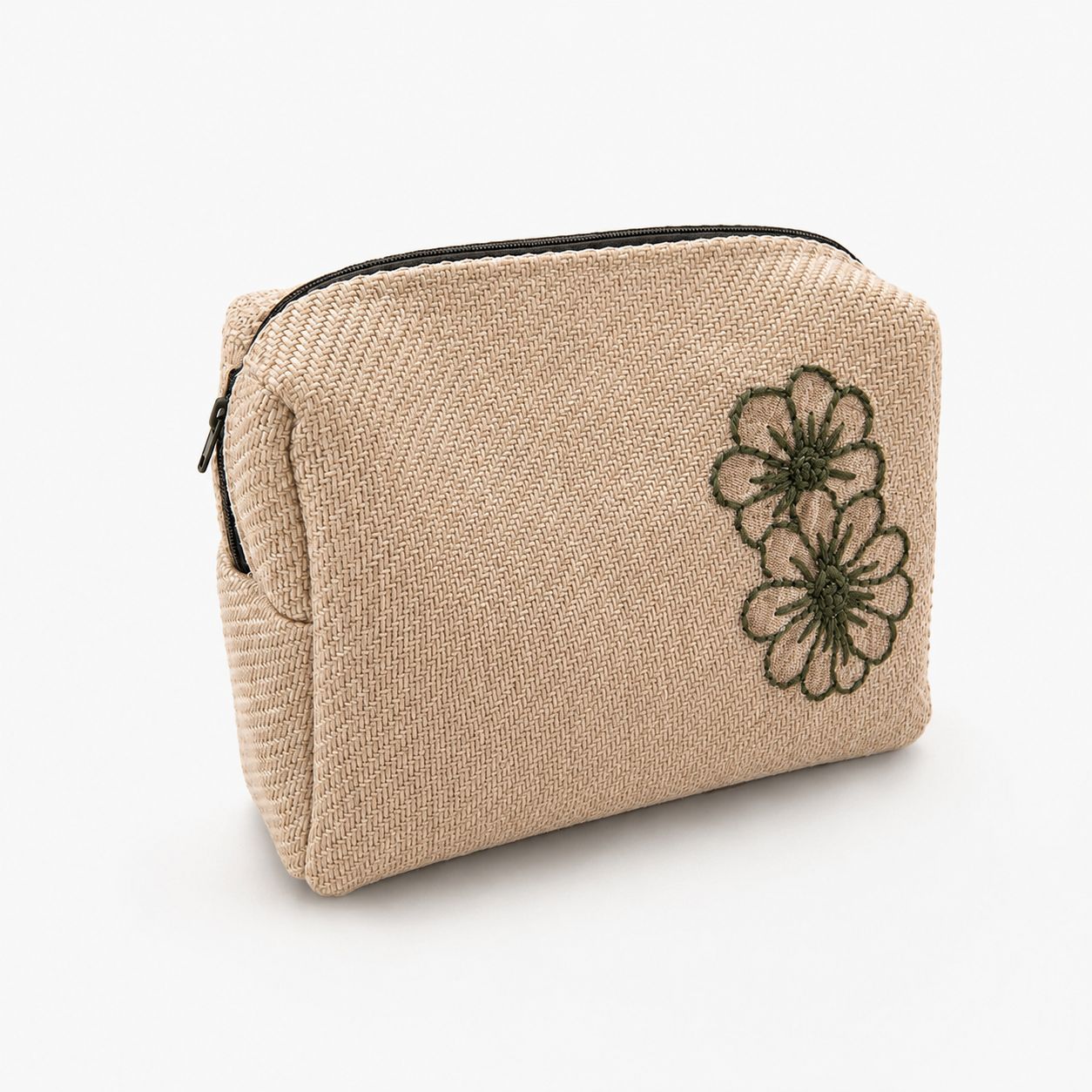 Trousse Alba Églantine avec broderie florale, vue de face